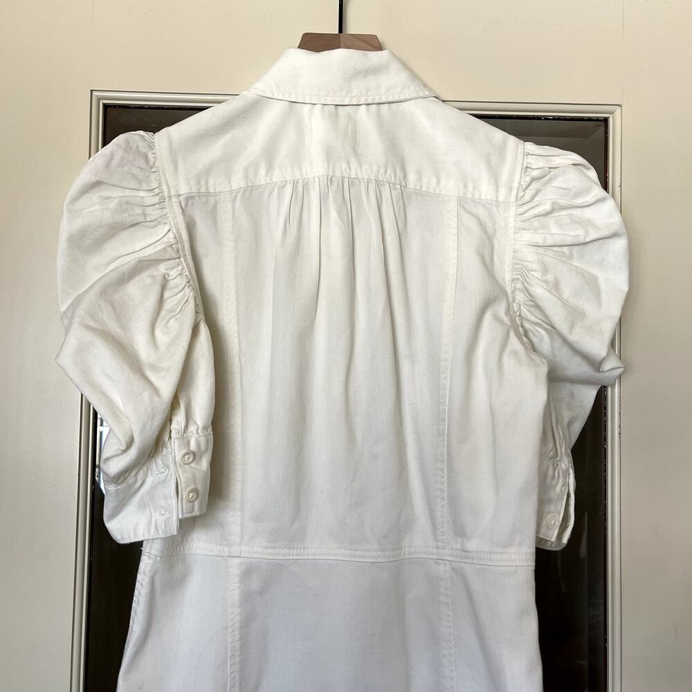 FRAME Gillian Dress Ecru Puff Shoulder Off White Size XS Mini Chic Cute Sexy - Picture 12 of 16